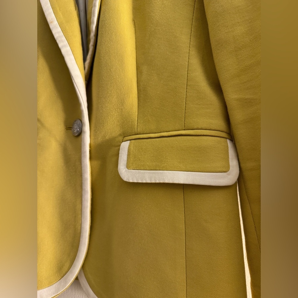 Banana Republic Butter Yellow Chartreuse Contrast Blazer Size 4 - Picture 6 of 11